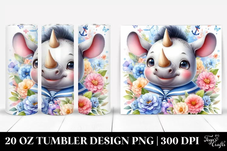 Cute Baby Rhino Sailor Tumbler