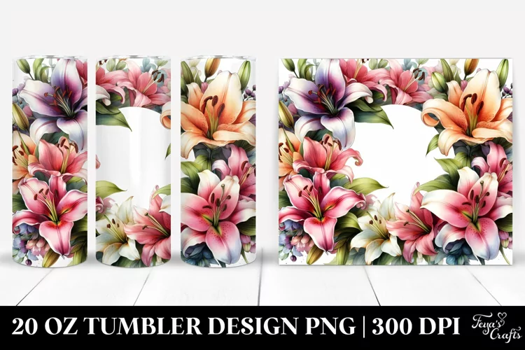 Lily Glossy Petals Horizontal Frame 20 Oz Tumbler