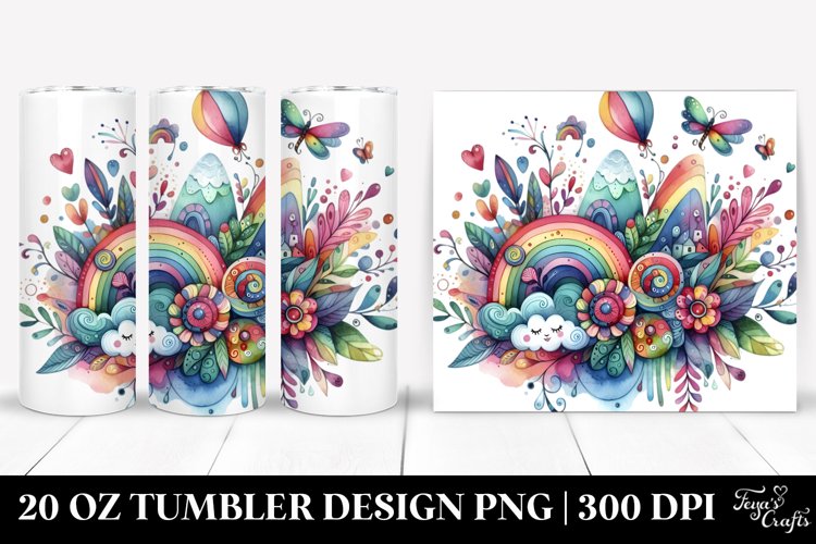 Vibrant Washed Whimsical Clipart, High-Res 20 Oz Tumbler