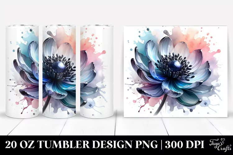 like Material Anemone with Watercolor Splash | 20 Oz Tumbler