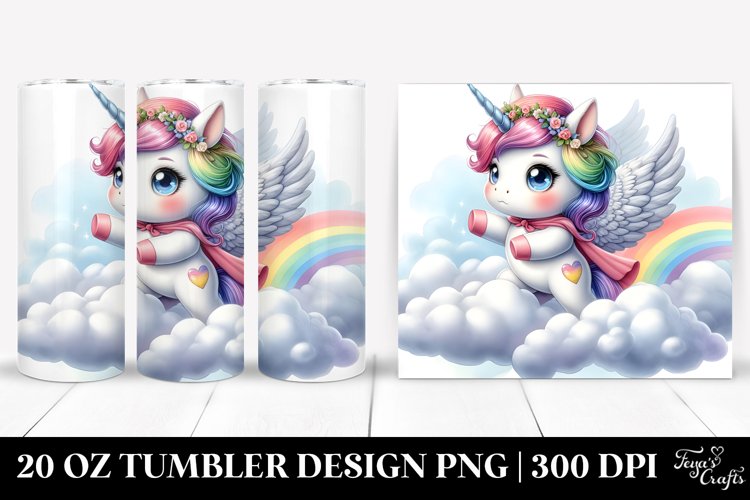 Cute Baby Unicorn Hero | 20 oz Tumbler example image 1