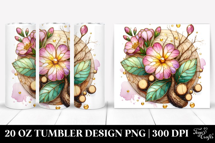 Stained Primrose with Golden Inserts | 20 Oz Tumbler example image 1