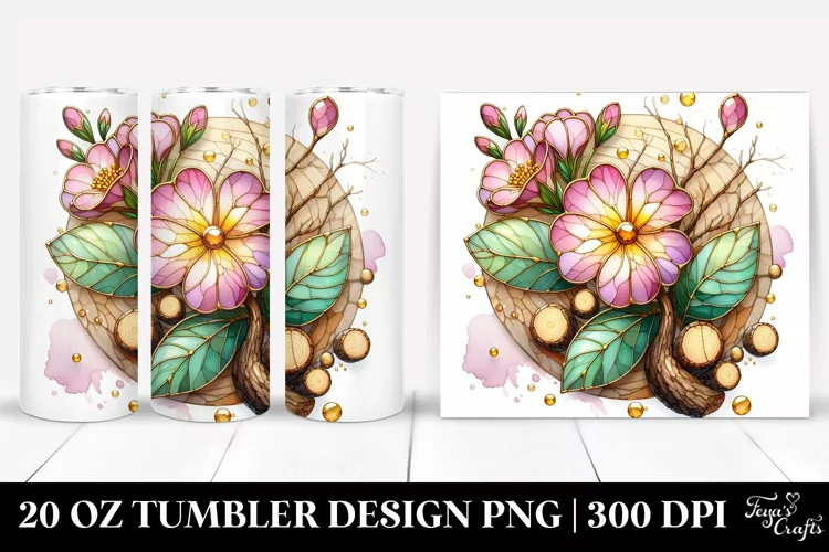 Stained Primrose with Golden Inserts | 20 Oz Tumbler