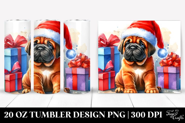 Expressive Bullmastiff PNG with Christmas Accessories