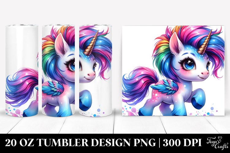 Running Cute Unicorn, Transparent 20 Oz Tumbler example image 1