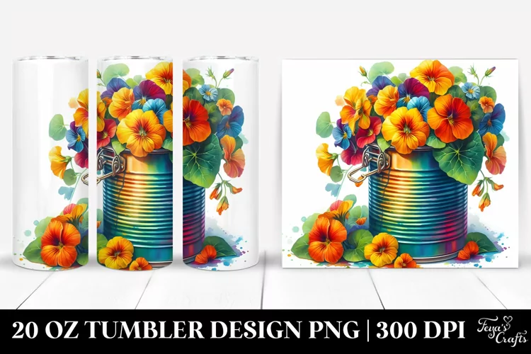 20 Oz Tumbler Sublimation | Vibrant Colorful Watercolor Can