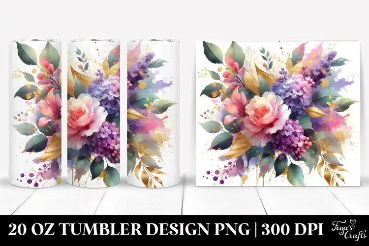 Colorful Abstract Bouquet Gold Foil | 20 Oz Tumbler
