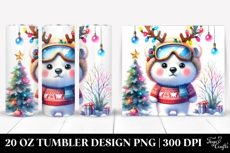 Expressive Polar Bear with Sky Goggles PNG