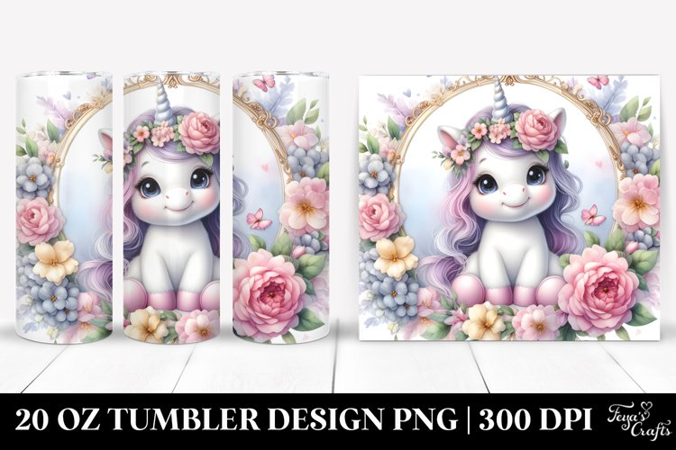 Cute Baby Unicorn with Jasmine Frame | 20 oz Tumbler
