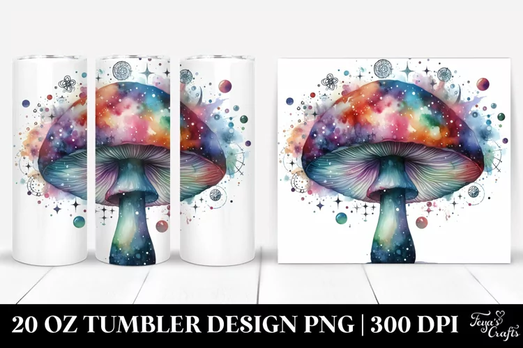 Colorful Watercolor Magical Celestial Mushrooms | 20 Oz