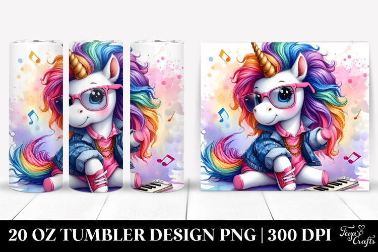 Running Cute Unicorn, Transparent 20 Oz Tumbler example image 1