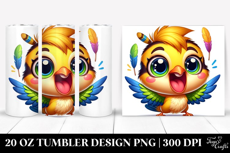 Colorful Cartoon Crazy Looking Oriole | 20 Oz Tumbler example image 1