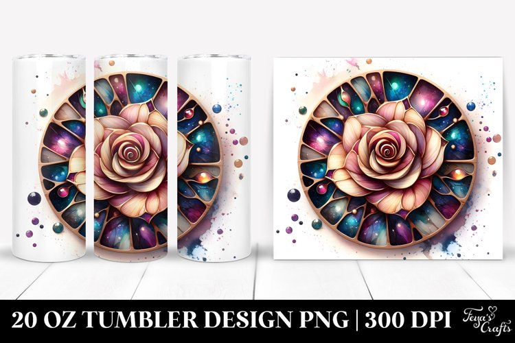 Watercolor Stained Rose Tumbler example image 1