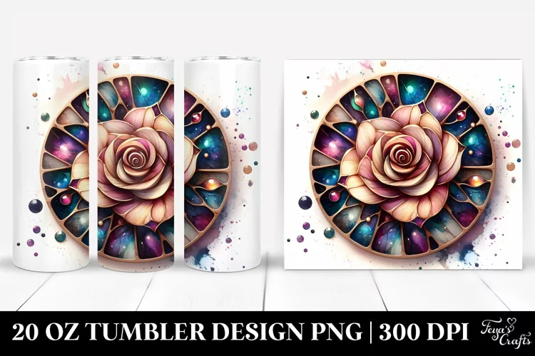 Watercolor Stained Rose Tumbler