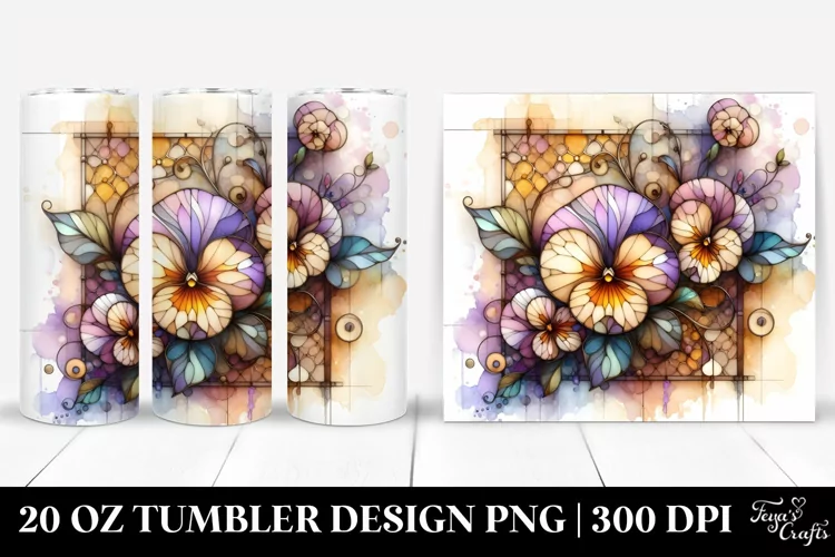 Wooden Pansy 20 Oz Tumbler