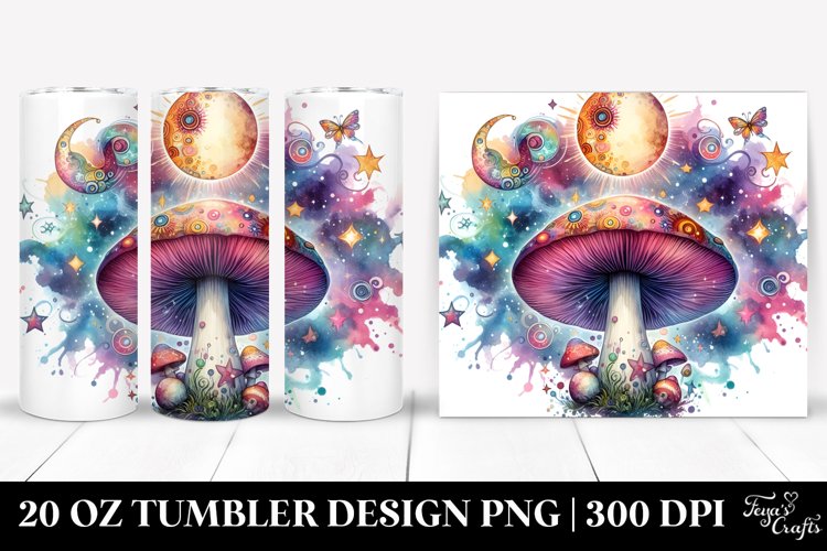Vibrant Magical Celestial Mushroom, High-Res 20 Oz Tumbler