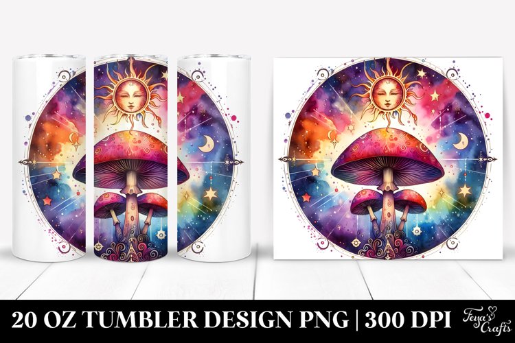 Vibrant Magical Celestial Mushroom, High-Res 20 Oz Tumbler