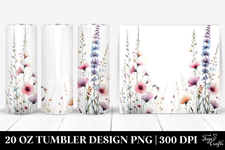 Centered Watercolor Wild Flowers | 20 oz Tumbler