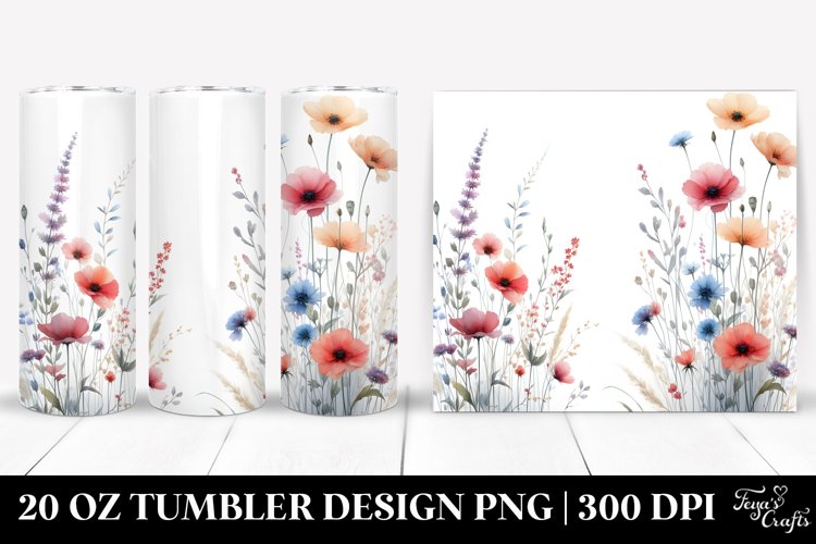 Centered Watercolor Wild Flowers | 20 oz Tumbler