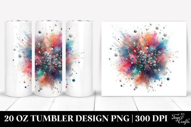 Colorful Watercolor Particles with Foil | 20 oz Tumbler
