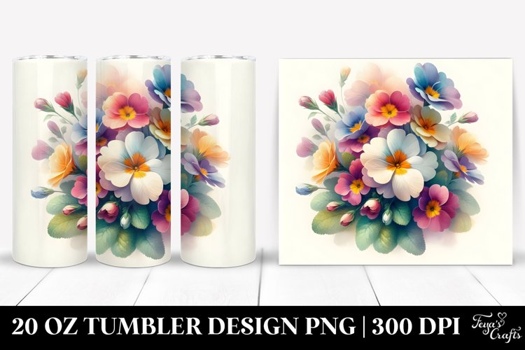 Colorful Primrose Bouquet | 20 Oz Tumbler example image 1