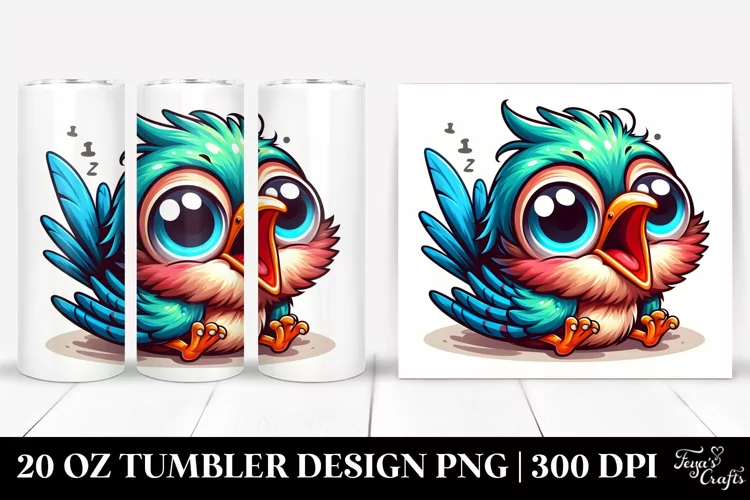 Colorful Baby Wren Cartoon Watercolor | 20 Oz Tumbler