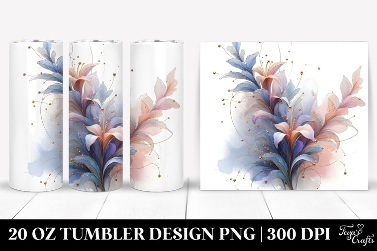 Pastel Glossy Lobelia Watercolor, High-Res 20 Oz Tumbler