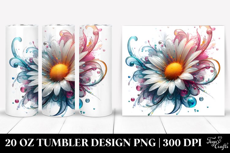 Abstract Shiny Daisy Tumbler example image 1