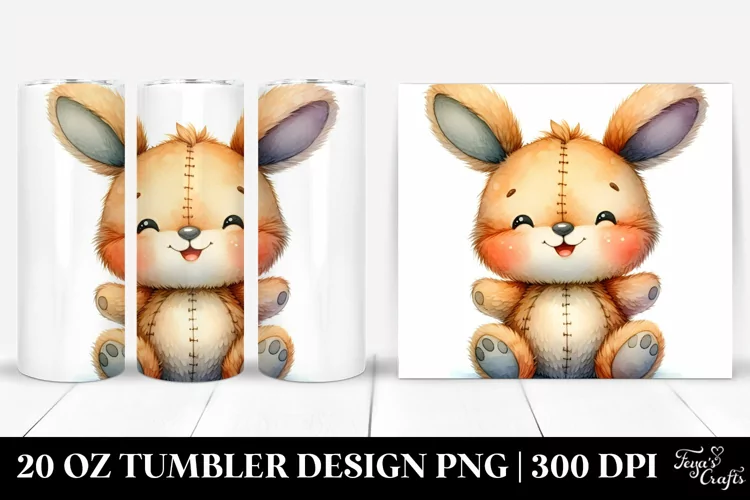 Colorful Vibrant Plush Bunny | 20 Oz Tumbler