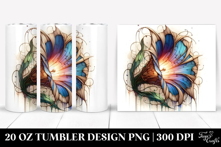 Abstract Morning Glory Stained | 20 Oz Tumbler example image 1