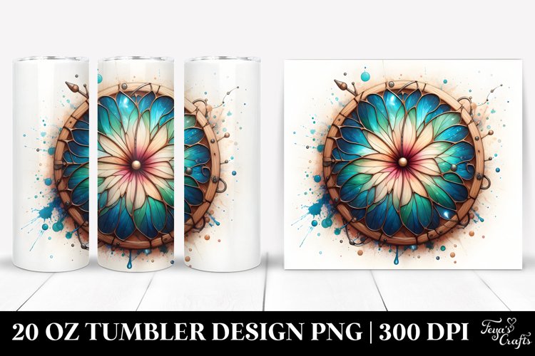 Abstract Morning Glory Stained | 20 Oz Tumbler example image 1