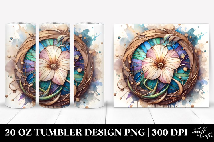 Abstract Morning Glory Stained | 20 Oz Tumbler example image 1