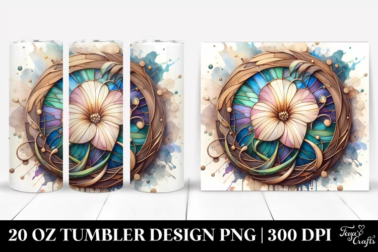 Abstract Morning Glory Stained | 20 Oz Tumbler