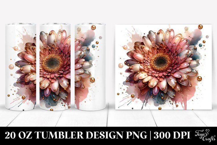 20 Oz Tumbler Sublimation | Glossy Gerbera with Golden