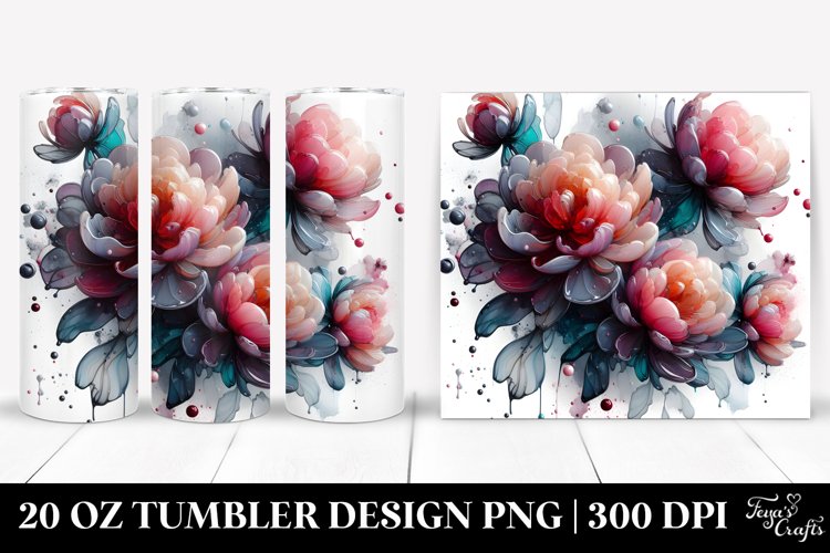 Abstract Glossy Peonies | 20 Oz Tumbler example image 1