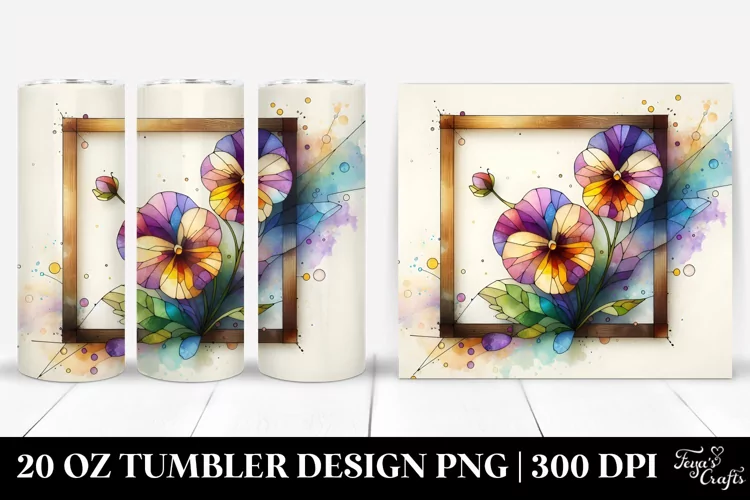 Abstract Stained Pansy, High-Quality 20 Oz Tumbler