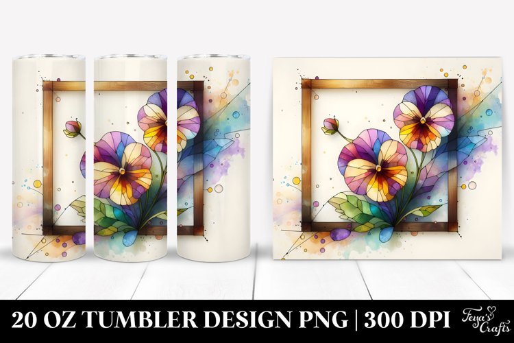 Pastel Stained Pansy Clipart, High-Res 20 Oz Tumbler