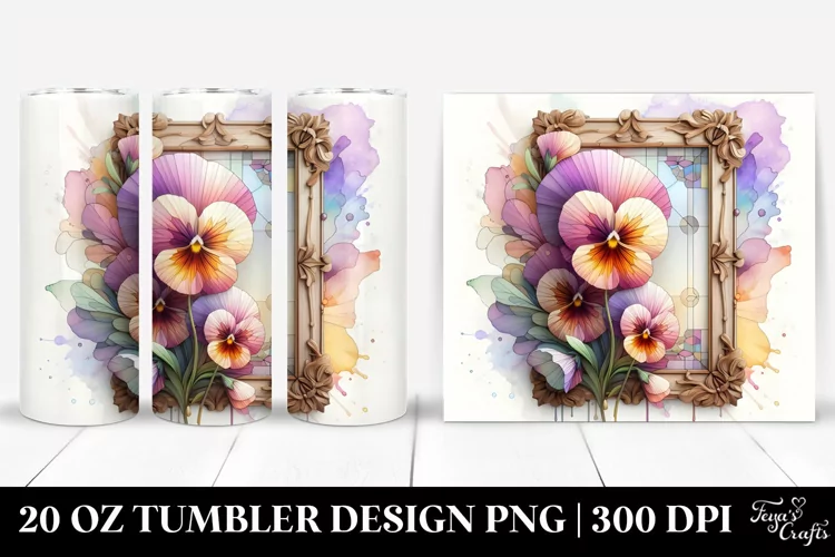 Abstract Stained Pansy, High-Quality 20 Oz Tumbler