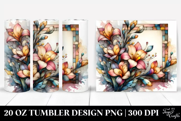 Wooden Stained Freesia Retro Frame 20 Oz Tumbler
