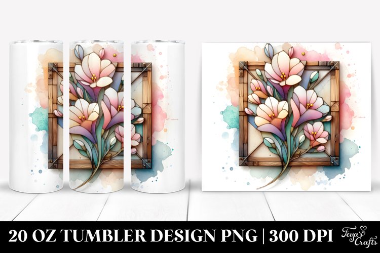 Wooden Stained Freesia Retro Frame 20 Oz Tumbler example image 1