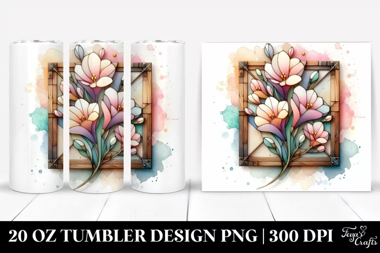 Wooden Stained Freesia Retro Frame 20 Oz Tumbler