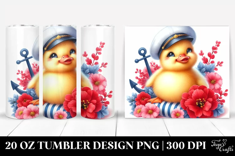 Colorful Small Baby Duck Sailor 20 Oz Tumbler