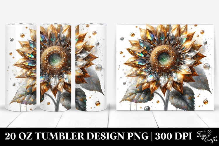 Shiny Sunflower Material 20 Oz Tumbler example image 1