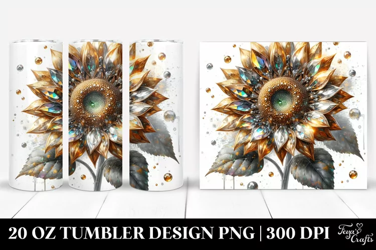 Shiny Sunflower Material 20 Oz Tumbler
