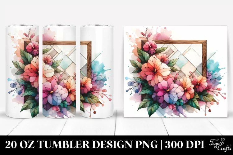 Wooden Stained Impatiens Frame 20 Oz Tumbler