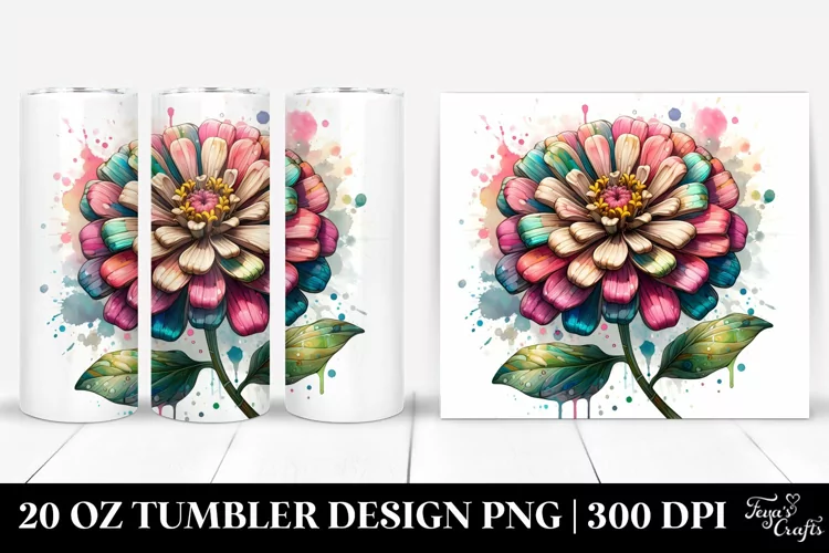 Wooden Stained Zinnia 20 Oz Tumbler