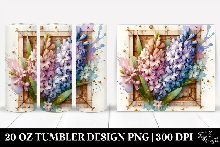 Wooden Stained Hyacinth Frame 20 Oz Tumbler