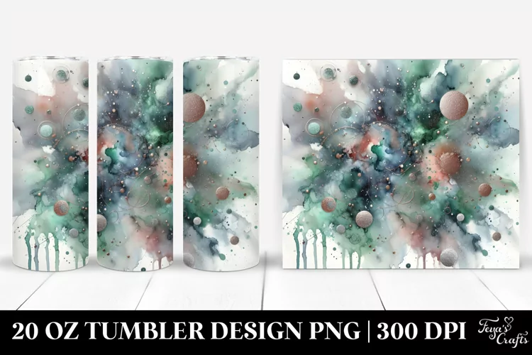 Colorful Greenish Metalic Insertions Drips | 20 oz Tumbler