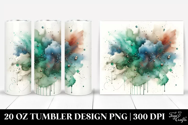 Colorful Greenish Metalic Insertions Drips | 20 oz Tumbler