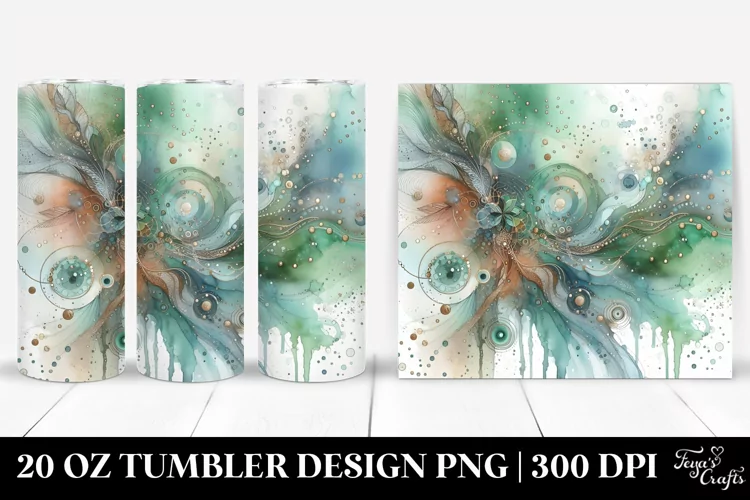 Colorful Greenish Metalic Insertions Drips | 20 oz Tumbler